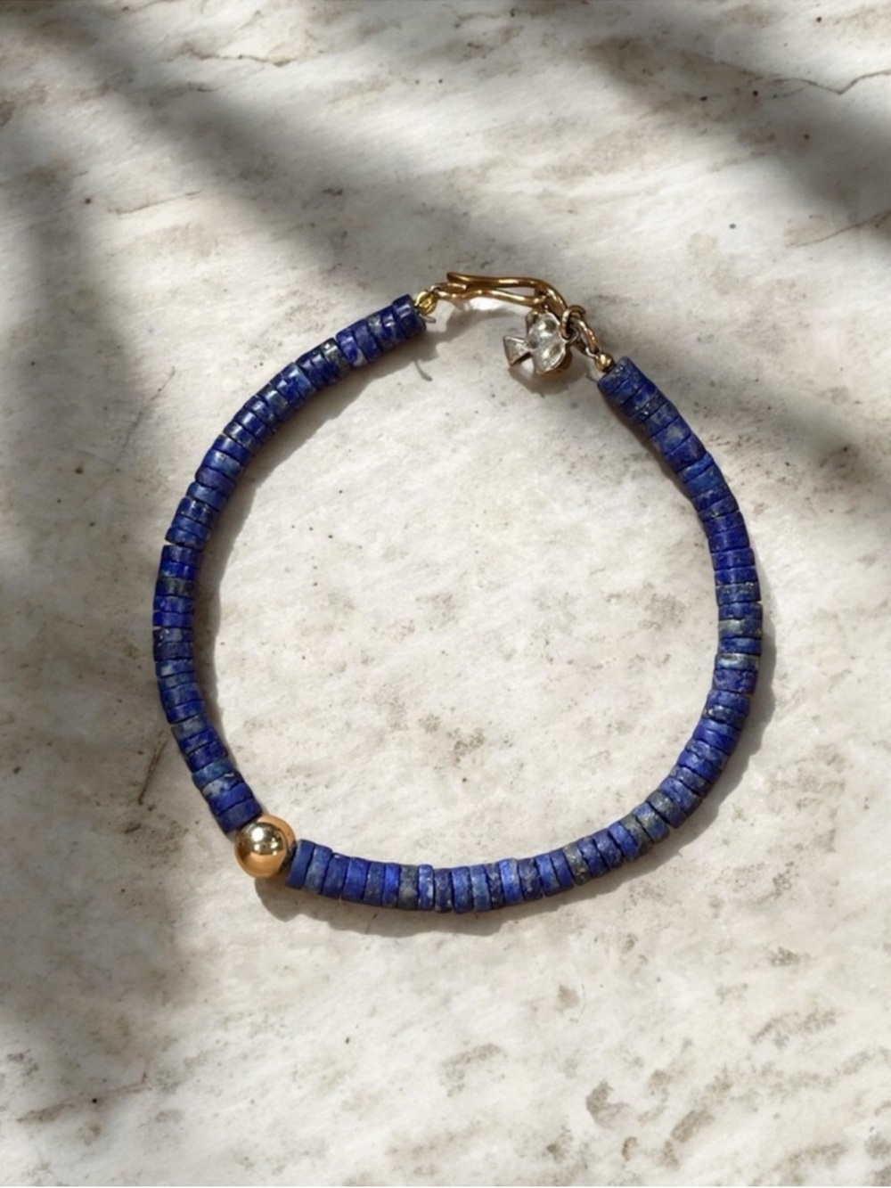 Peyote Bird Lapis Beaded Bracelet with Gold Accent